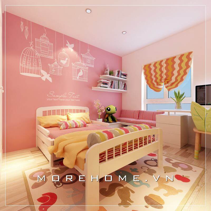 Trang trí nội thất phòng ngủ màu hồng